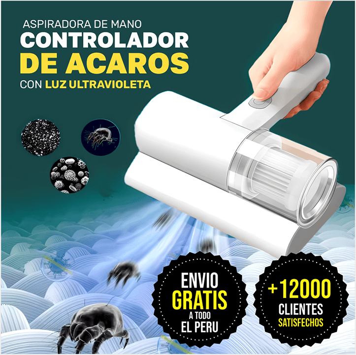 Super Aspiradora de mano AntiÁcaros UV®️ con luz ultravioleta