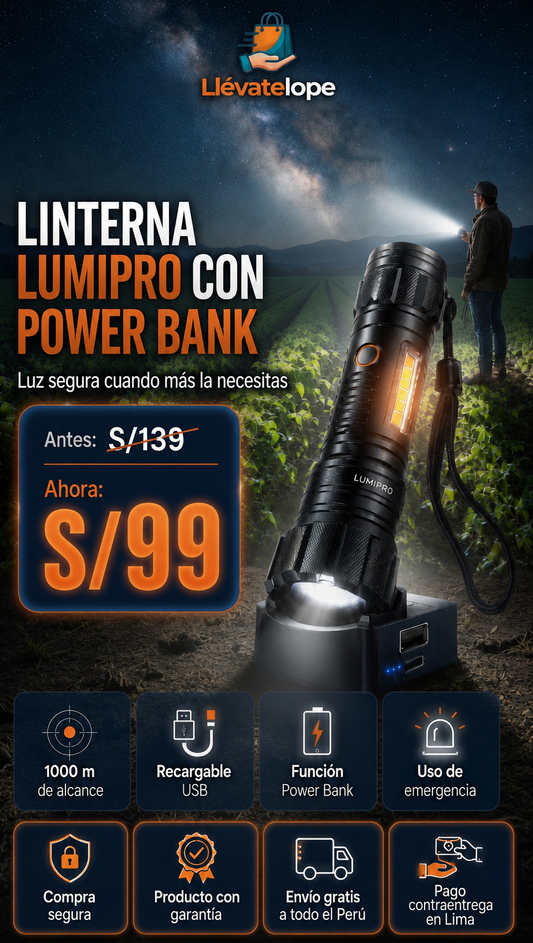LINTERNA LUMIPRO CON POWER BANK